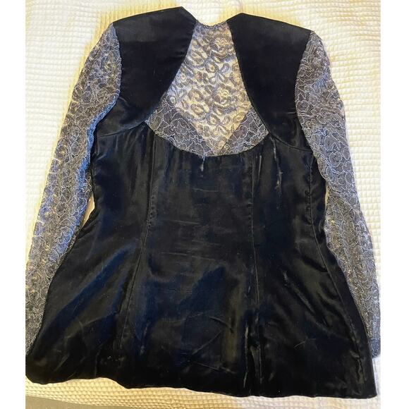 VTG ala Carte California Whimsygoth Black Velvet & Lace Romantic Jacket Sz 13-14 - Picture 2 of 11